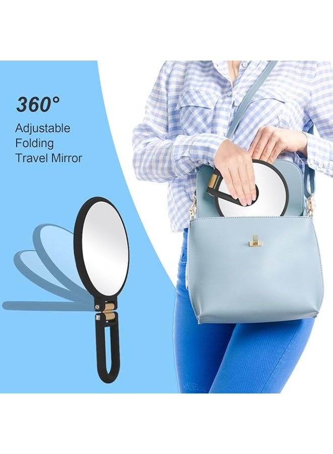 Chanskyu 30x Magnifying Mirror, Travel Hand Mirrors with Handle - Double Side Handheld Mirror with 1X 30X Magnification & Adjustable Handle/Stand, Hand Held Foldable Travel Mirror (Black) - Image 5