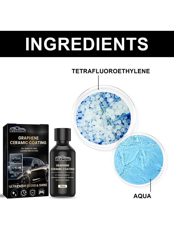 RAYHONG Car Polishes Set - Graphene Ceramic Coating - New Plastics Parts Crystal Coatings Car High Gloss Protective Layer - Upgrade Crystals Coating For Cars Plastic Restorer Refurbish Agent, With Sponge*1, Towel*1, Gloves*2, Coated Cloth*2 - Image 3