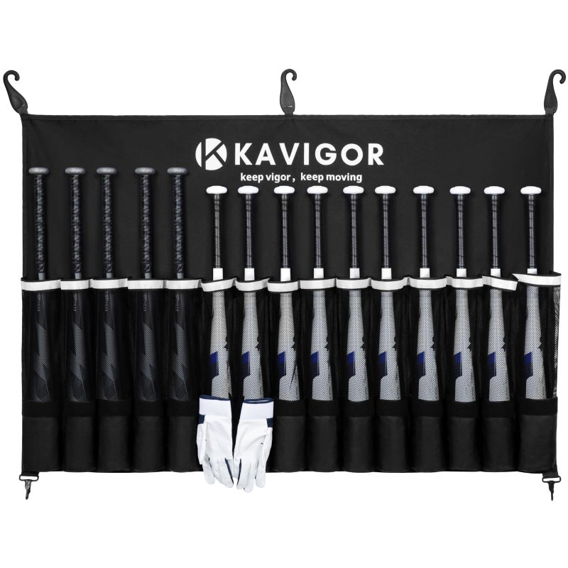 KAVIGOR 15Bat BaseballSoftball Dugout Organizer 900D MilitaryGrade Fabric Reinforced Hooks Holds BatsGloves on Fence - Image 2