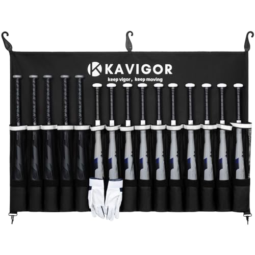 KAVIGOR 15Bat BaseballSoftball Dugout Organizer 900D MilitaryGrade Fabric Reinforced Hooks Holds BatsGloves on Fence - Image 1