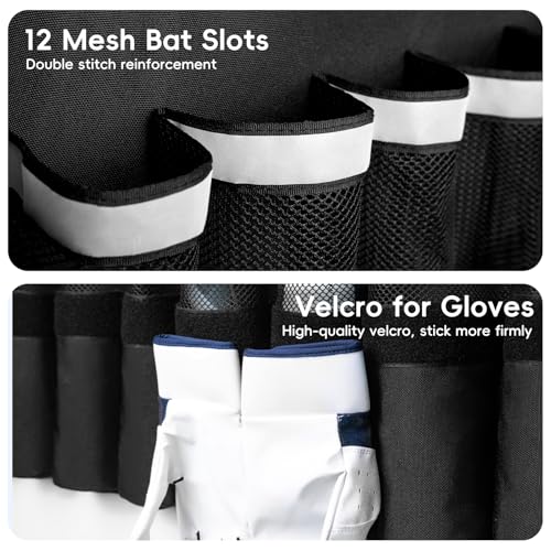 KAVIGOR 15Bat BaseballSoftball Dugout Organizer 900D MilitaryGrade Fabric Reinforced Hooks Holds BatsGloves on Fence - Image 3