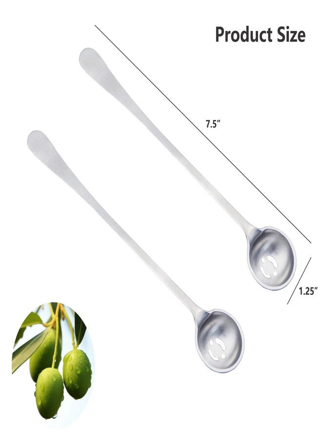 Asanta 2 PCS Stainless Steel Long Handle Olive Spoons with Holes for Jars and Pickles - Image 5
