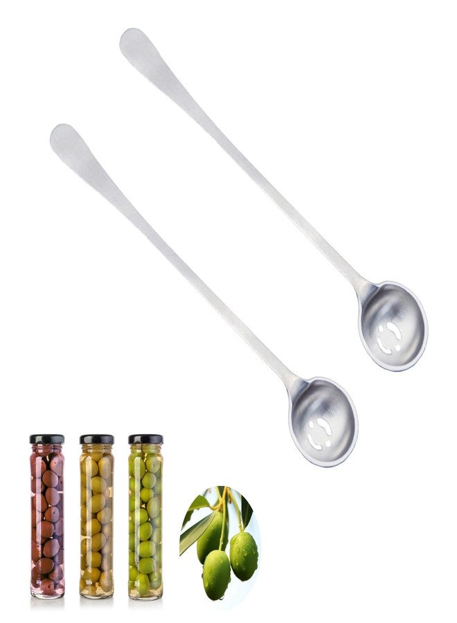 Asanta 2 PCS Stainless Steel Long Handle Olive Spoons with Holes for Jars and Pickles - Image 1