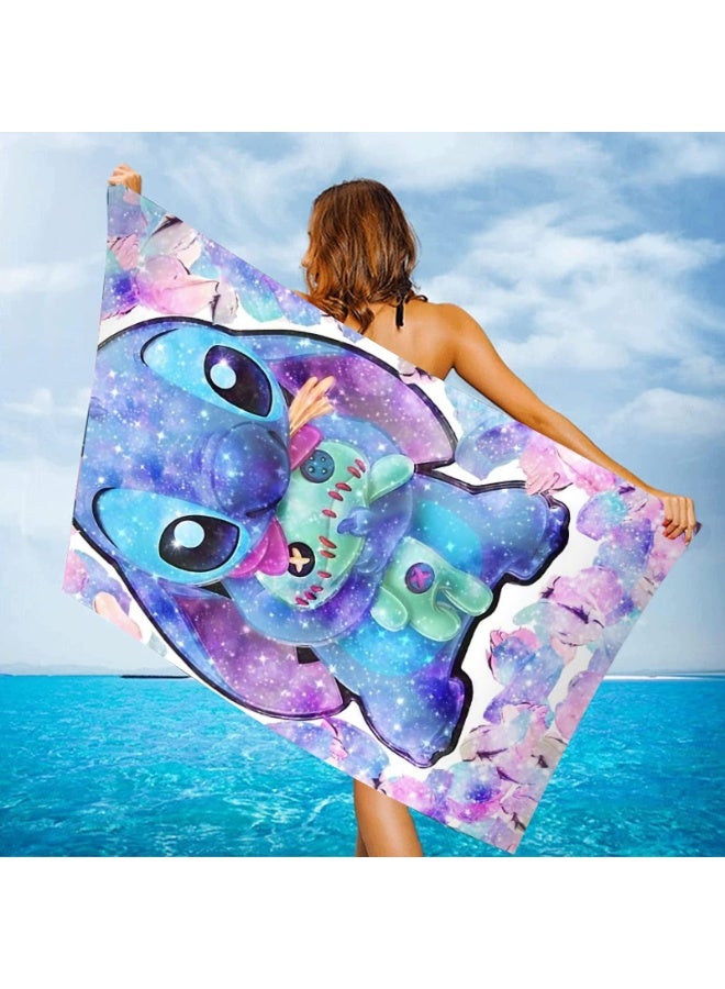 Stitch Starry Sky Print Beach Towel, Quick-Dry Absorbent, 150x75cm - Image 1