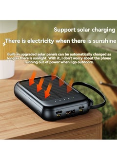 Generic New solar power bank 10000 mAh large capacity comes with charging cable mini mobile power supply essential for camping (black)  - Image 2