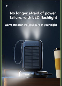 Generic New solar power bank 10000 mAh large capacity comes with charging cable mini mobile power supply essential for camping (black)  - Image 3
