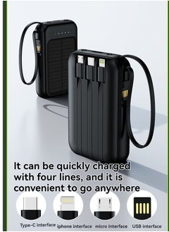 Generic New solar power bank 10000 mAh large capacity comes with charging cable mini mobile power supply essential for camping (black)  - Image 5