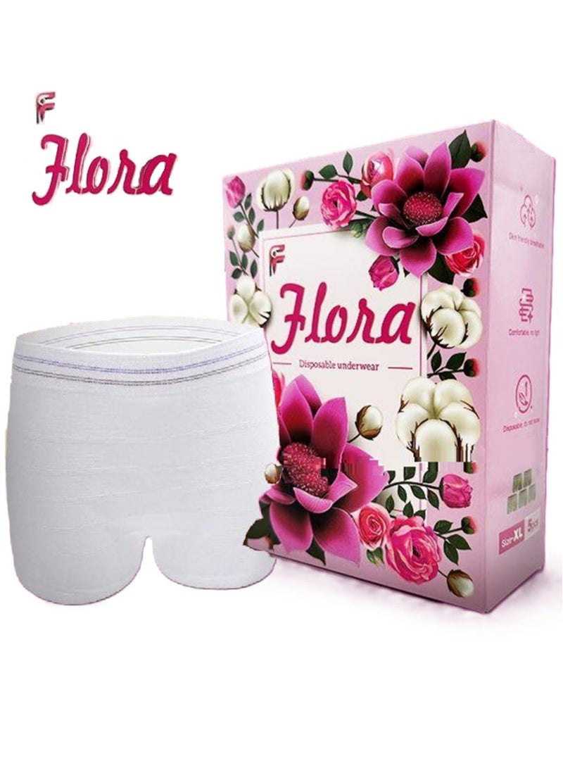 Flora Women's Panties Pure Cotton 100% For Menstruation Postpartum And Sports One-Time Use 5 Pcs - Size XL - Image 1