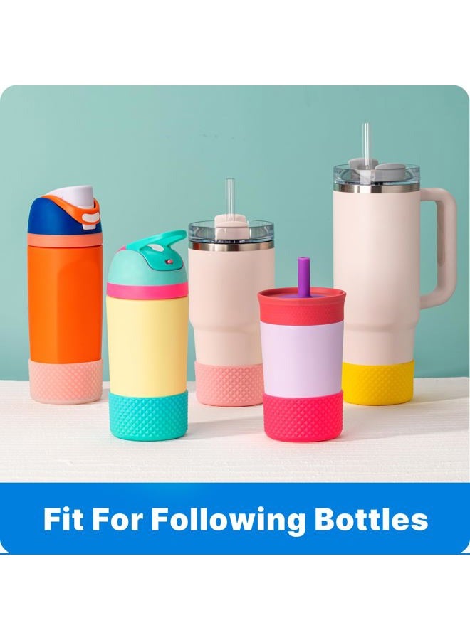 Bluwing Protective Silicone Boot for Owala Kids Water Bottle 14/16 oz, Silicone Sleeve for Stanley Tumbler 20-40oz, HydroFlask 12-24OZ(Rose Pink) - Image 4