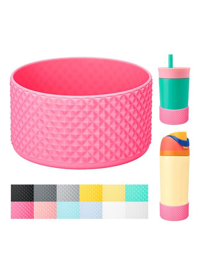 Bluwing Protective Silicone Boot for Owala Kids Water Bottle 14/16 oz, Silicone Sleeve for Stanley Tumbler 20-40oz, HydroFlask 12-24OZ(Rose Pink) - Image 1