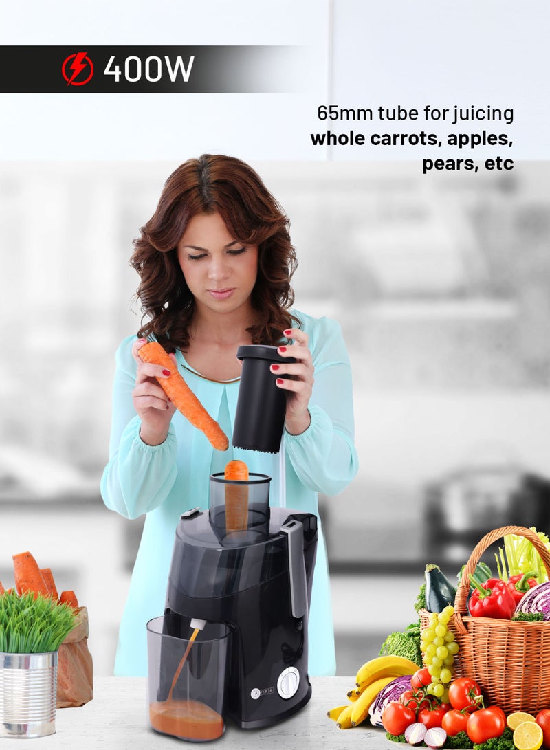 AFRA Juice Extractor with 2 Speeds -65mm Wide Feed Tube, Stainless Steel Filter | 1.2L Large Pulp Container with 450ml juice cup & Transparent Lid & Mesh Strainer | 2-Year Warranty - Image 4