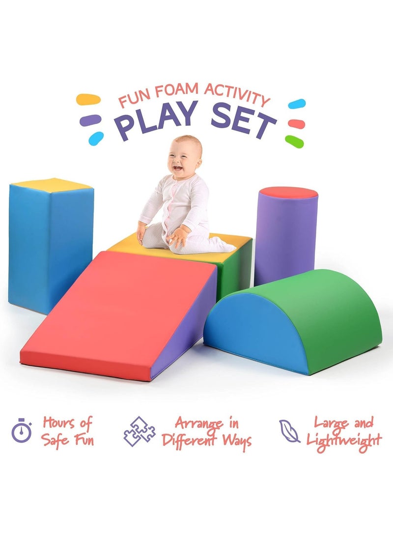 يوستيد مجموعة ألعاب التسلق والزحف، لعبة تسلق خفيفة الوزن على شكل إسفنج للأطفال الصغار، 5 قطع من مكعبات التسلق الناعمة، معدات رياضية آمنة للزحف في الأماكن المغلقة للأطفال الصغار والرضع والأطفال مقاومة للماء وسهلة التنظيف - Image 2
