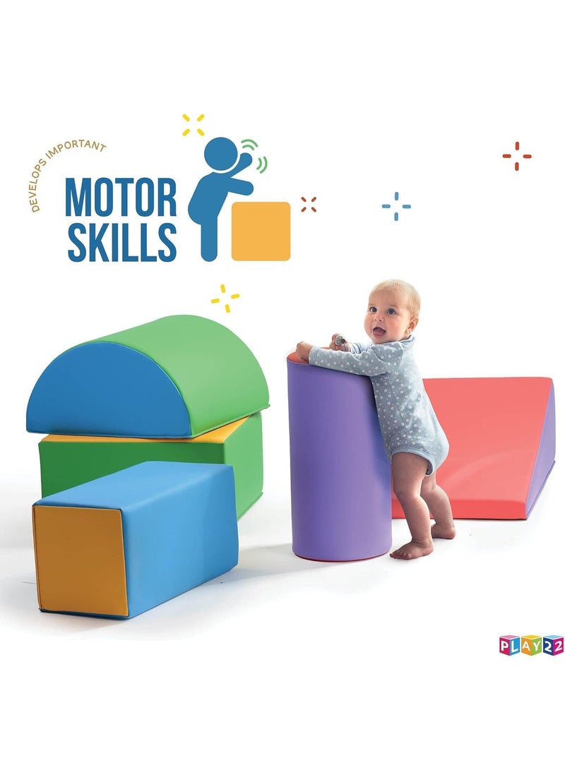 يوستيد مجموعة ألعاب التسلق والزحف، لعبة تسلق خفيفة الوزن على شكل إسفنج للأطفال الصغار، 5 قطع من مكعبات التسلق الناعمة، معدات رياضية آمنة للزحف في الأماكن المغلقة للأطفال الصغار والرضع والأطفال مقاومة للماء وسهلة التنظيف - Image 4