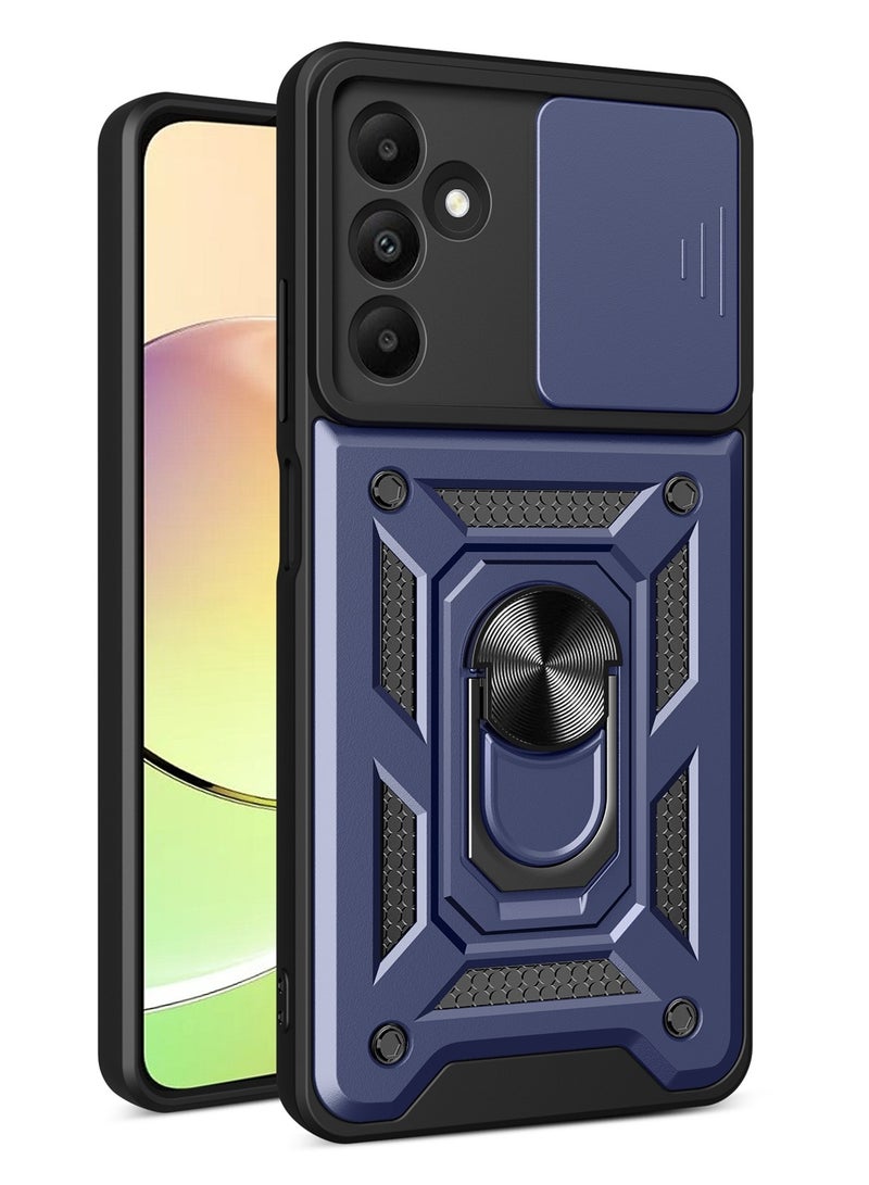 Case Cover Shockproof Windows Protective Case with Camera Protection and Metal Ring Compatible with Samsung Galaxy A15 (Blue)