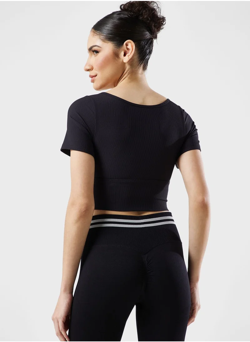 FRWD Cropped Rib Detail Sports Bra