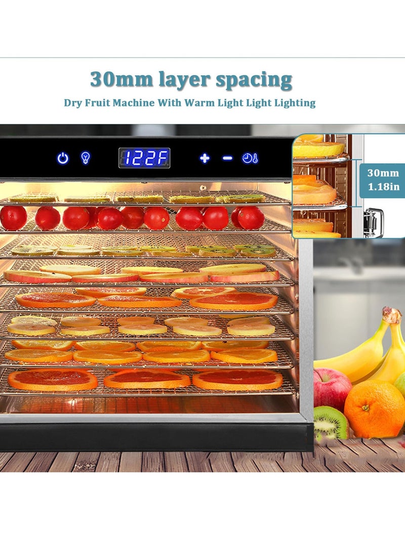 ET-LIFE Food Dehydrator with 8 Layers, Stainless Steel Food Dryer Machine, LED Touch Control Design, Adjustable Temperature and Time, for Fruit/Meat/Beef/Dog Treatments, Silver - Image 2