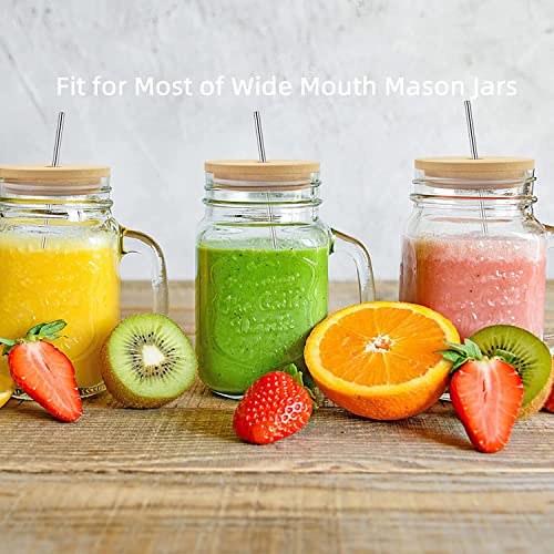 SBMKK 86mm Wide Mouth Bamboo Mason Jar Lids with Straw Hole, SBMKK Wood Mason Jar Straw Lid 8 Pack - Image 4