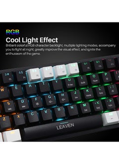 LEAVEN 61-Key Wired Keyboard - Hot Swap - Red Switch - Mechanical Keyboard - Gaming Keyboard - Office Keyboard - RGB Lighting Effect - Computer Keyboard  - Image 4