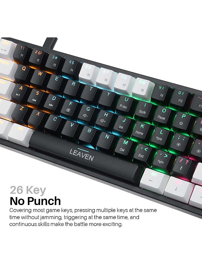 LEAVEN - 61-Key Wired Keyboard - Hot Swap - Red Switch - Mechanical Keyboard - Gaming Keyboard - Office Keyboard - RGB Lighting Effect - Computer Keyboard - Image 1