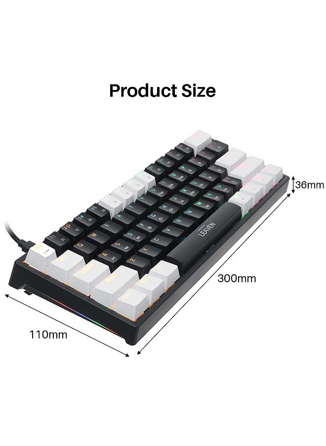 LEAVEN - 61-Key Wired Keyboard - Hot Swap - Red Switch - Mechanical Keyboard - Gaming Keyboard - Office Keyboard - RGB Lighting Effect - Computer Keyboard - Image 1