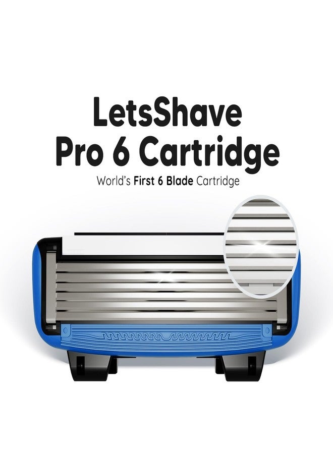 LetsShave Pro 6 Manual Shaving Razor Blades Refills (Cartridge), Pack of 4, World's First 6-Blade with Argan Oil & Aloe Vera Infused Moisture Bar, Blades for Men - Image 2