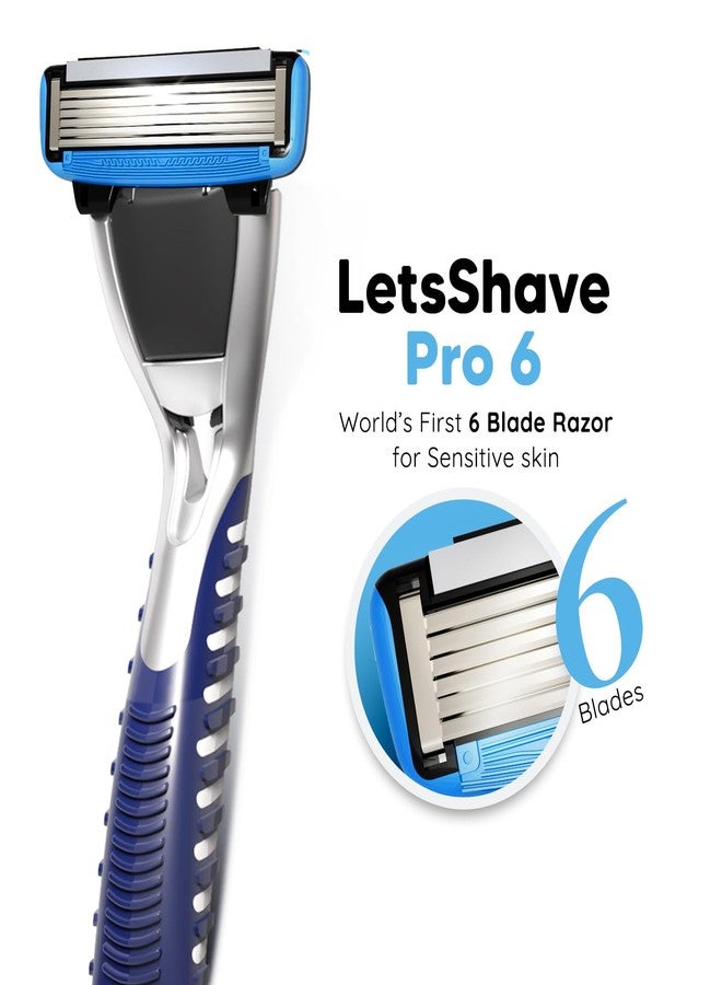 LetsShave Pro 6 Manual Shaving Razor Blades Refills (Cartridge), Pack of 4, World's First 6-Blade with Argan Oil & Aloe Vera Infused Moisture Bar, Blades for Men - Image 3