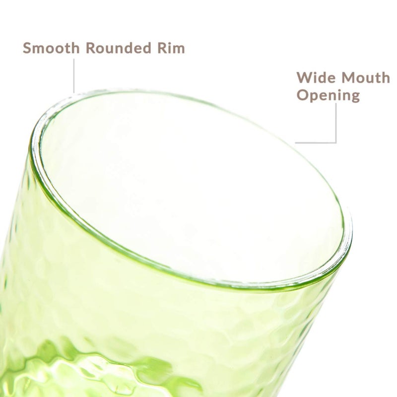 KX-WARE 14-ounce Acrylic Glasses Plastic Tumbler, set of 6 Multicolor - Hammered Style, Dishwasher Safe, BPA Free - Image 4