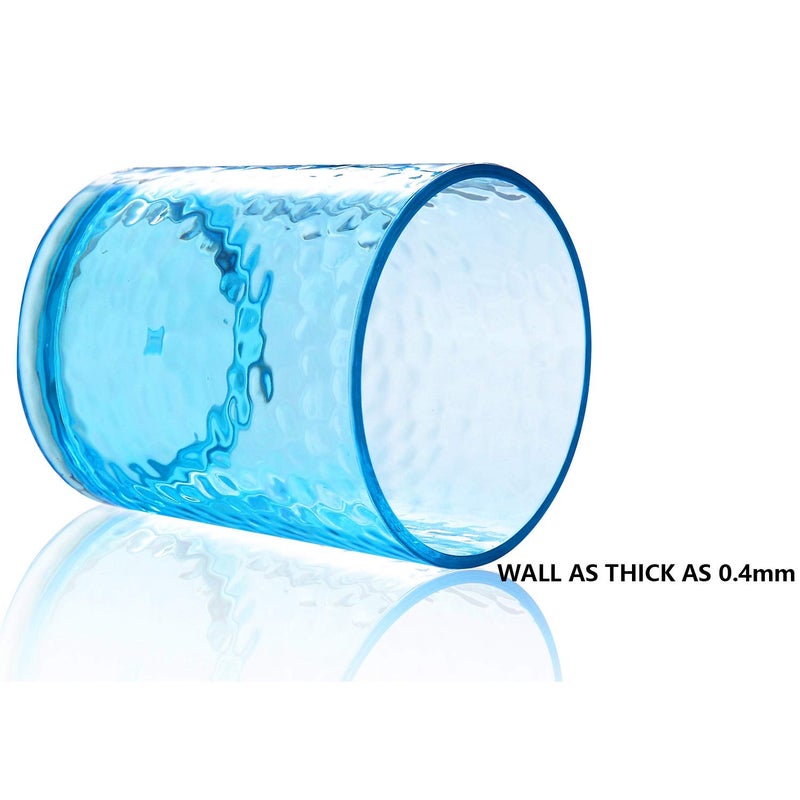 KX-WARE 14-ounce Acrylic Glasses Plastic Tumbler, set of 6 Multicolor - Hammered Style, Dishwasher Safe, BPA Free - Image 3