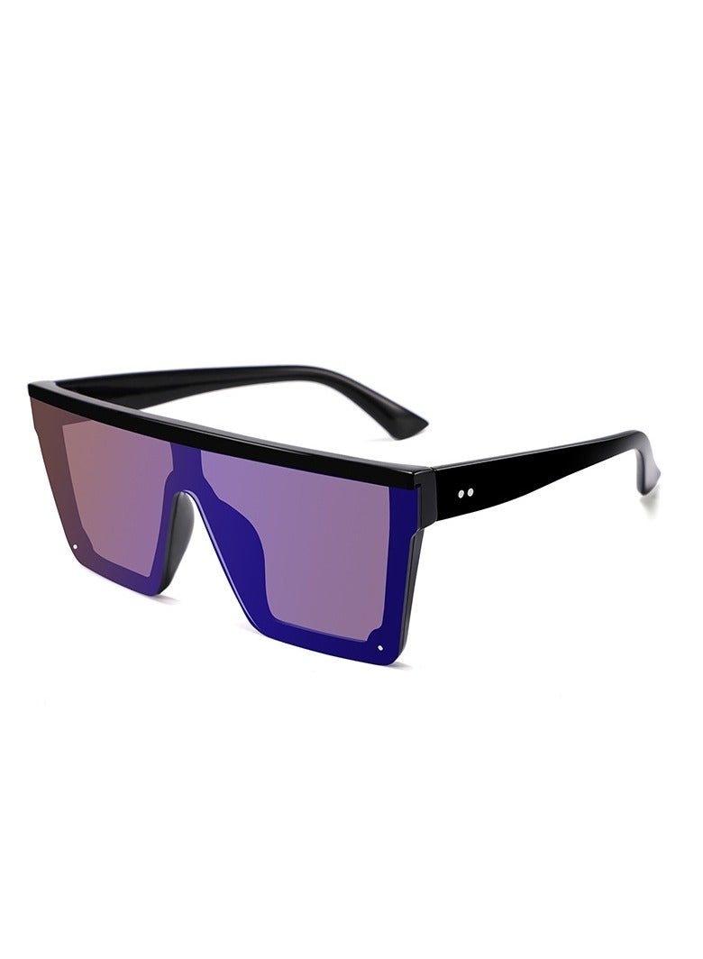 Large square frame integrated glasses retro sunglasses for men and women color film windproof sunshade sunglasses