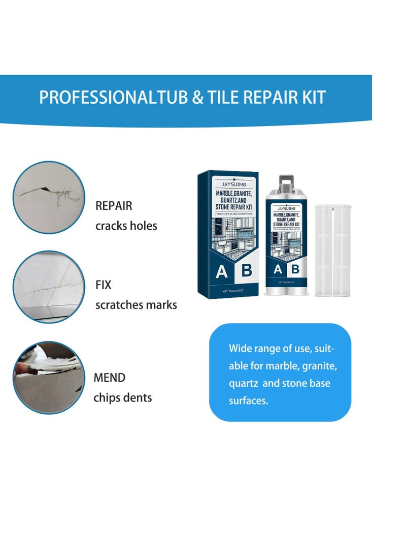 Excefore - Porcelain Repair Kit 3.53OZ Tub Repair Kit White Porcelain Sink Repair Kit for Tile Chips Cracks Holes and Scratches Fiberglass Quick Repair Kit for Tile Acrylic Enamel Ceramic Tile - Image 1