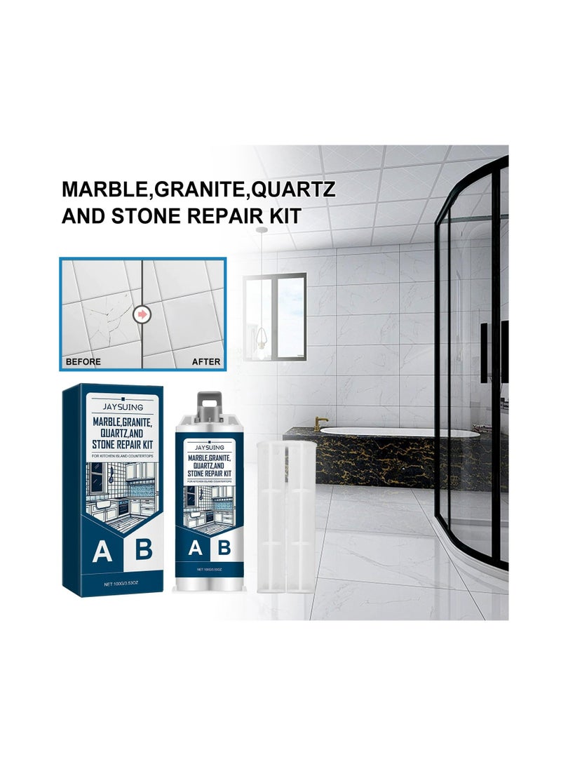 Excefore - Porcelain Repair Kit 3.53OZ Tub Repair Kit White Porcelain Sink Repair Kit for Tile Chips Cracks Holes and Scratches Fiberglass Quick Repair Kit for Tile Acrylic Enamel Ceramic Tile - Image 1