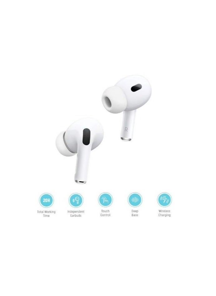 TechFort - Earbuds Pro 2 With Swipe Volume Wireless Charging, 20H Total Working Time, Independent, Touch Control, Bluetooth/Wireless Connection Type, Deep Bass - Image 1