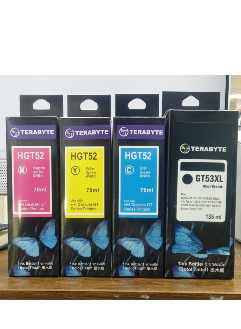 Terabyte GT53XL 135ml GT52 70ml for HP Printer DeskJet Smart GT Tank (All-Pack of 4) - Image 2