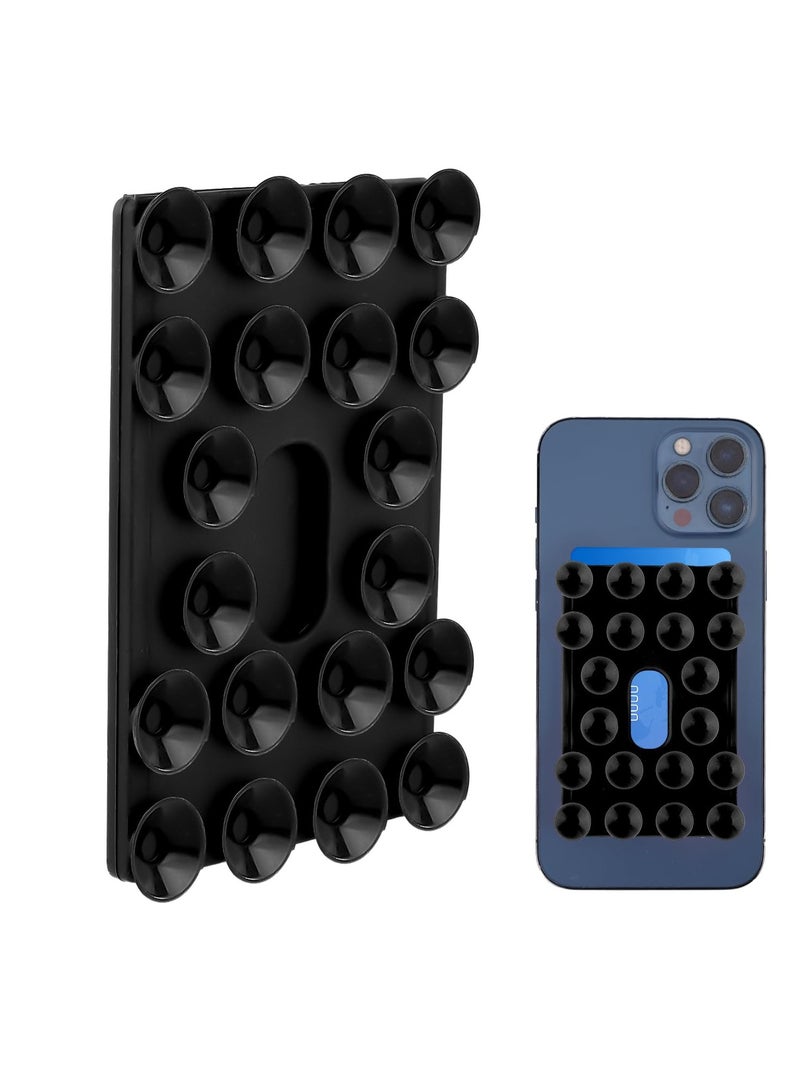 Excefore Silicone Suction Phone Case Mount, Non Slip Suction Cup Phone Mount with 20 Strong Suctions, Self-Adhesive Hands-Free Phone Card Holder, Silicon Adhesive Phone Stand Sticky, Black - Image 1