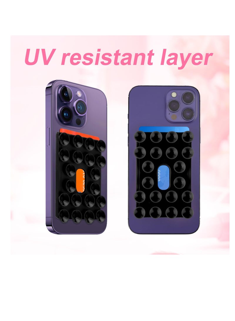 Excefore Silicone Suction Phone Case Mount, Non Slip Suction Cup Phone Mount with 20 Strong Suctions, Self-Adhesive Hands-Free Phone Card Holder, Silicon Adhesive Phone Stand Sticky, Black - Image 2
