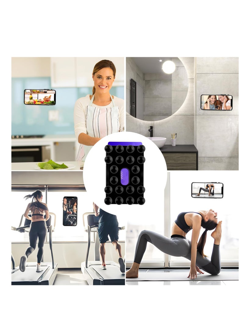 Excefore Silicone Suction Phone Case Mount, Non Slip Suction Cup Phone Mount with 20 Strong Suctions, Self-Adhesive Hands-Free Phone Card Holder, Silicon Adhesive Phone Stand Sticky, Black - Image 5