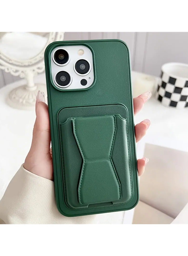 Anti-Scratch Full Body Protection With Grip Card Holder Cover Case For Iphone 16 Pro  in  green - Image 1