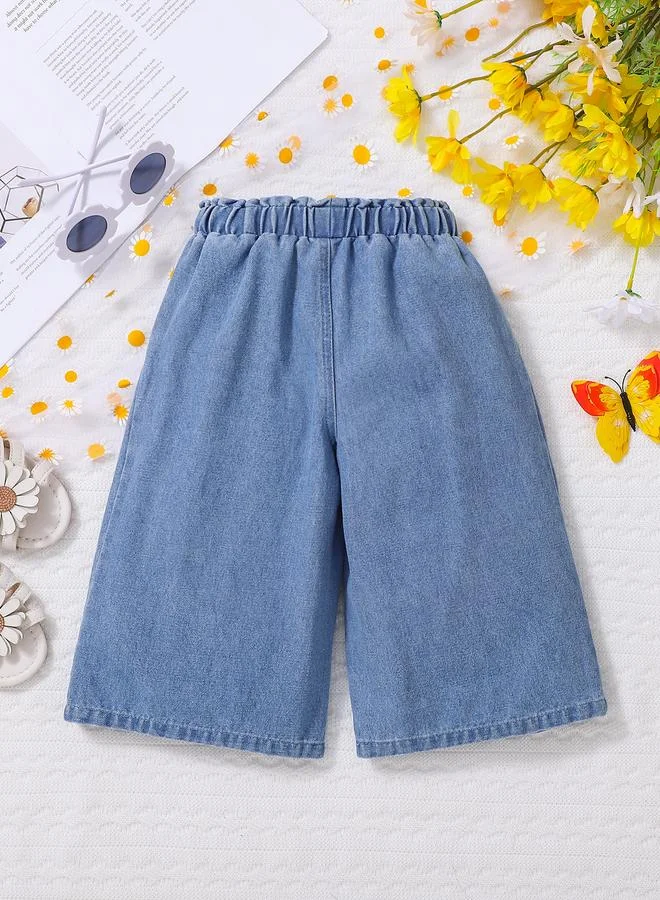 Take Two Girls Blue Denim Culottes with Bow Detail