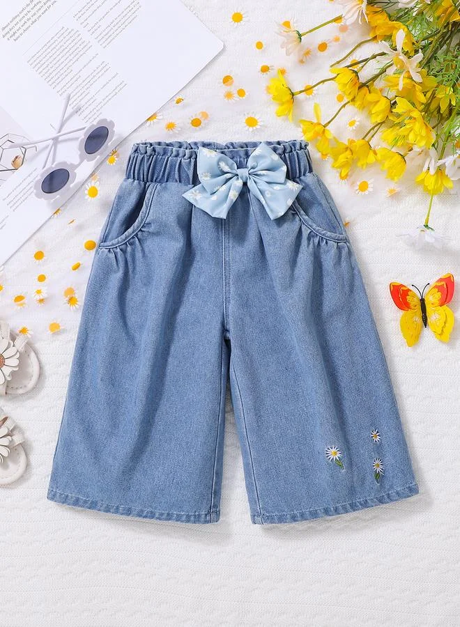 Take Two Girls Blue Denim Culottes with Bow Detail
