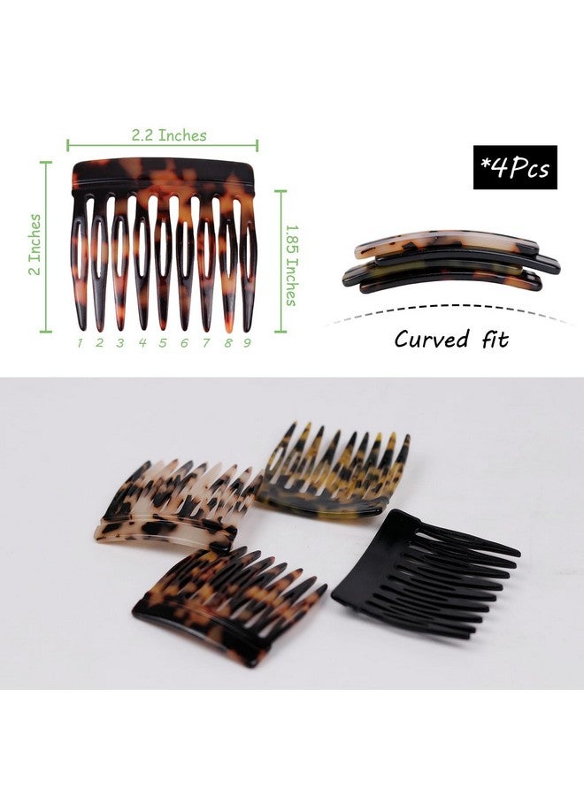 لابوهي 4 قطع من أمشاط الشعر الفرنسية الجانبية للنساء، كعكة صغيرة ملتوية، مشابك شعر مزخرفة وقوية التثبيت للنساء - Image 4