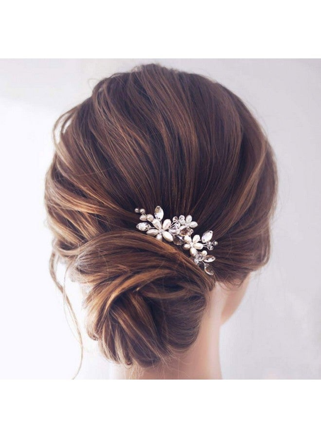 JAKAWIN JAKAWIN Bride Wedding Pearl Hair Pins Flower Hair Piece Rhinestone Bridal Hair Accessories for Women HP065 (Silver)  - Image 1
