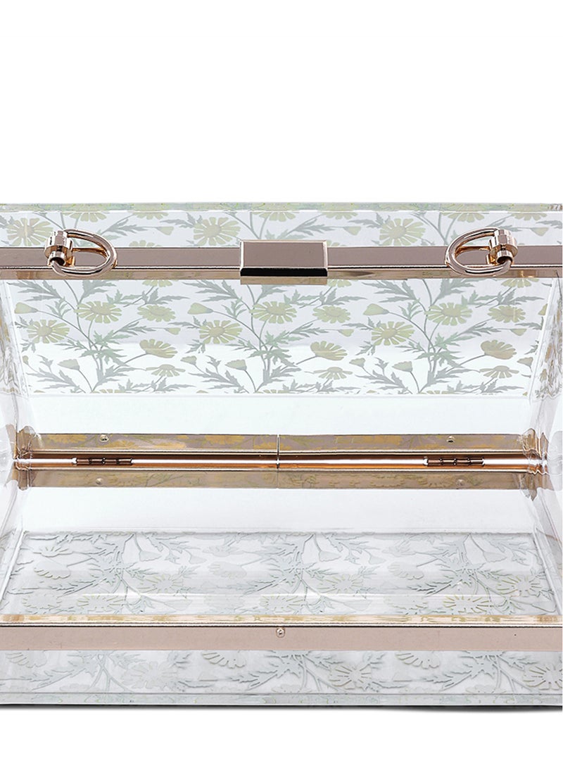 لندن راج حقيبة كلاتش شفافة بطبعة زهور - Image 5