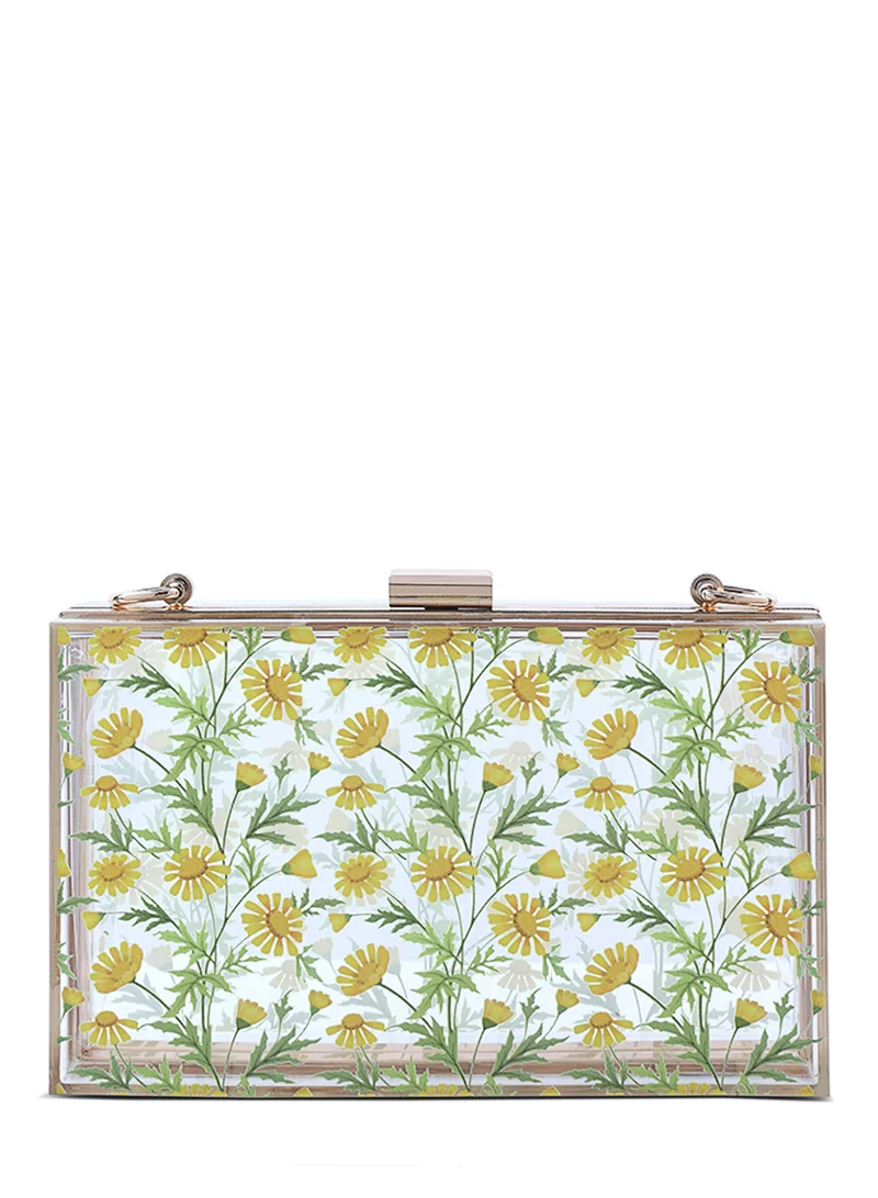 London Rag Transparent Floral Print Clear Clutch Bag