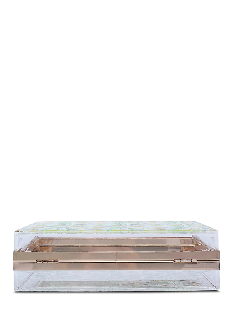 London Rag Transparent Floral Print Clear Clutch Bag
