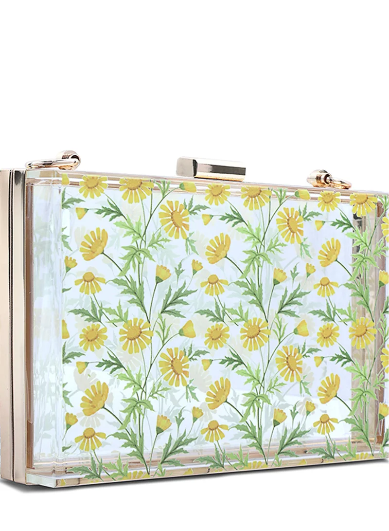 London Rag Transparent Floral Print Clear Clutch Bag