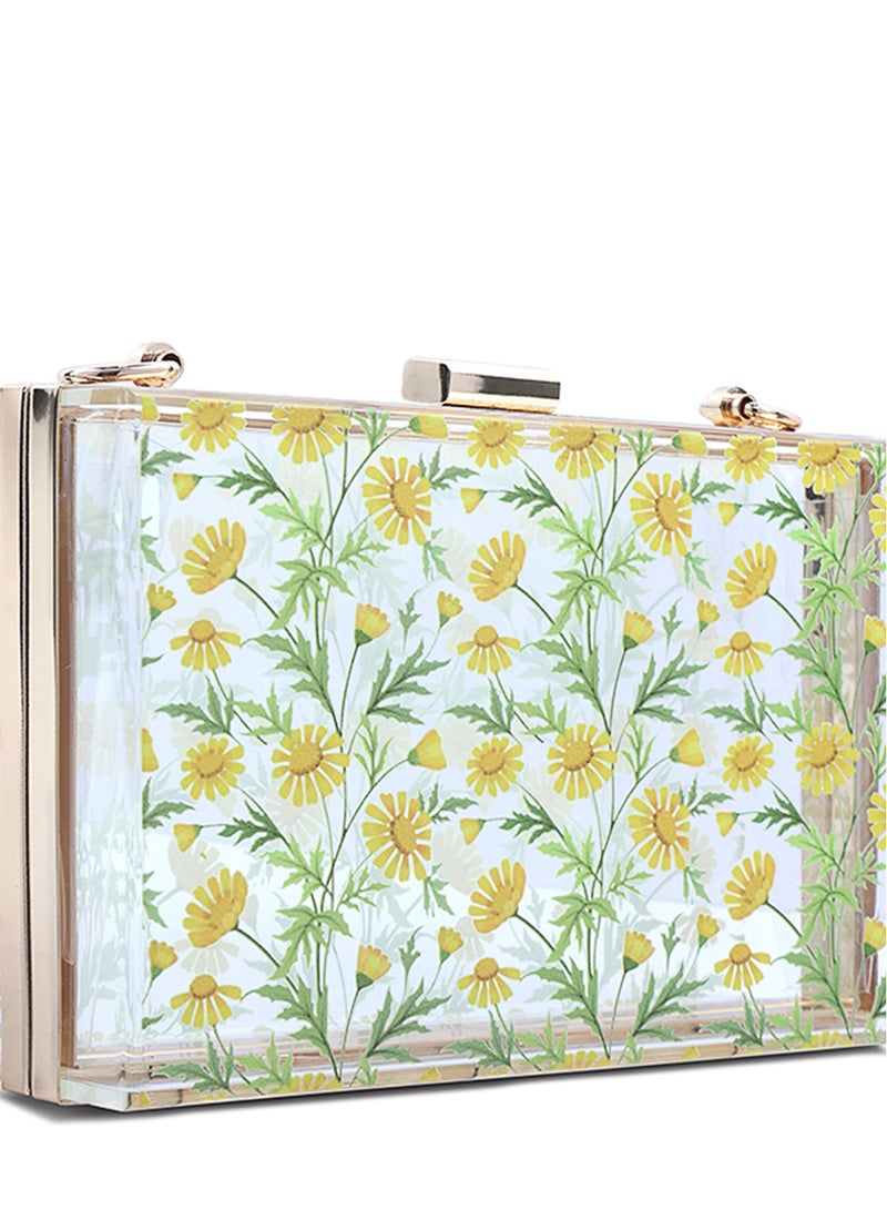 لندن راج حقيبة كلاتش شفافة بطبعة زهور - Image 3