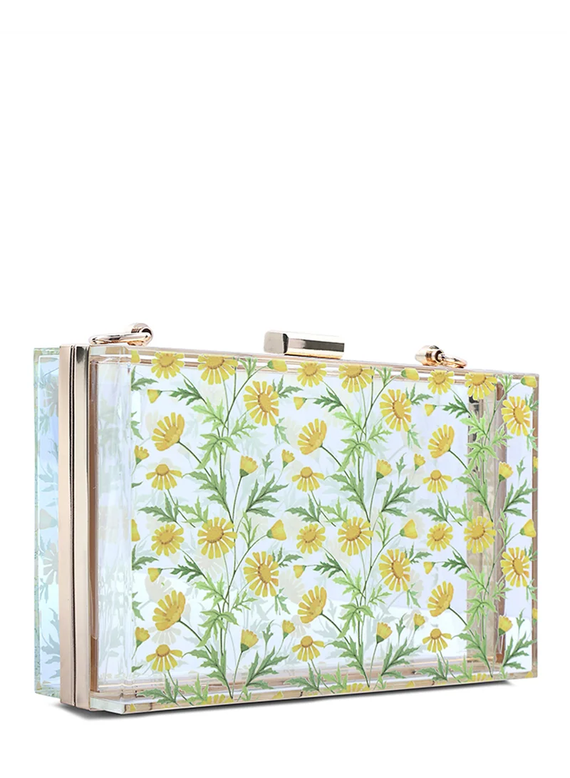 London Rag Transparent Floral Print Clear Clutch Bag