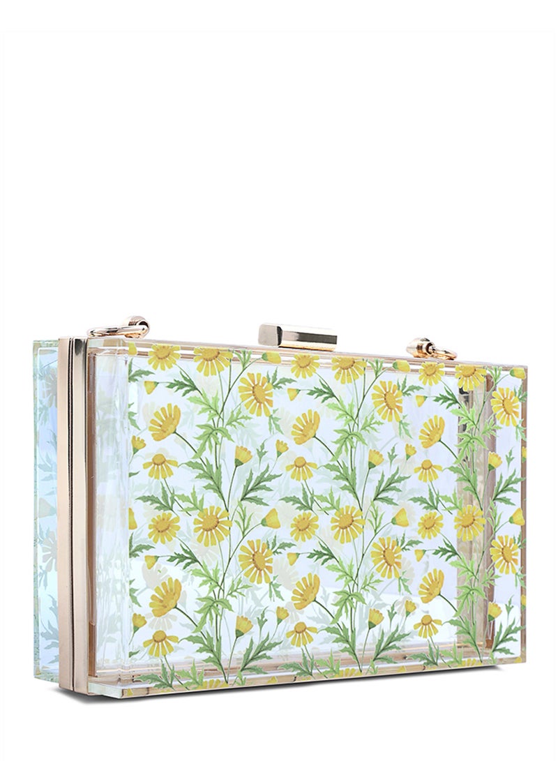 لندن راج حقيبة كلاتش شفافة بطبعة زهور - Image 2