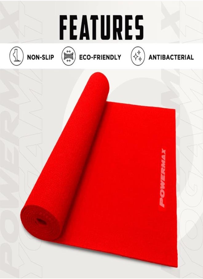 باورماكس فيتنيس سجادة اليوجا للتمارين الرياضية بسمك 6 مم من PowerMax Fitness YE6-1.2-RD [بطانة فائقة الكثافة ومقاومة للتمزق ومقاومة للماء] سجادة يوجا صديقة للبيئة غير قابلة للانزلاق لصالة الألعاب الرياضية  - Image 4