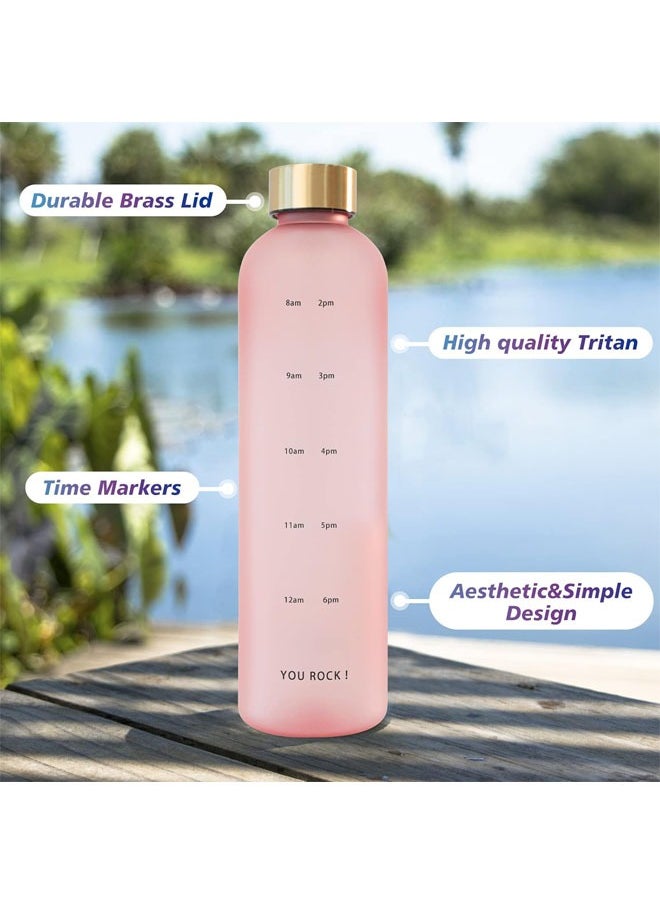 Arabest - 32oz water bottles With Time Marker, Eco Friendly Clear Water Bottles With Times To Drink, Reusable, Frosted and Aesthetic Water Bottle Clear - Image 1